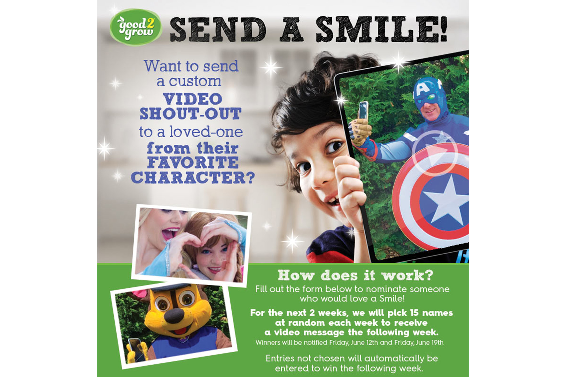 good2grow send a smile video shout-out promo