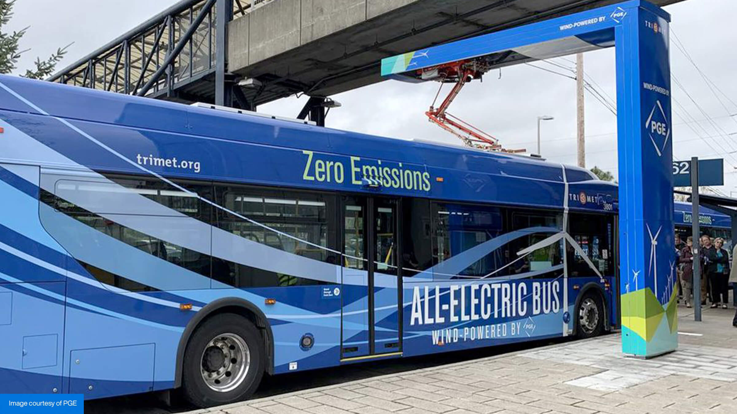 Portland General Electric ad campaign public transit bus and charging station