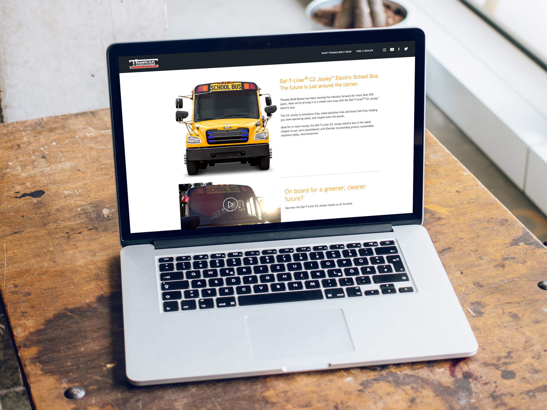 Thomas Built Buses Electric C2 Saf-T-Liner Jouley website landing page
