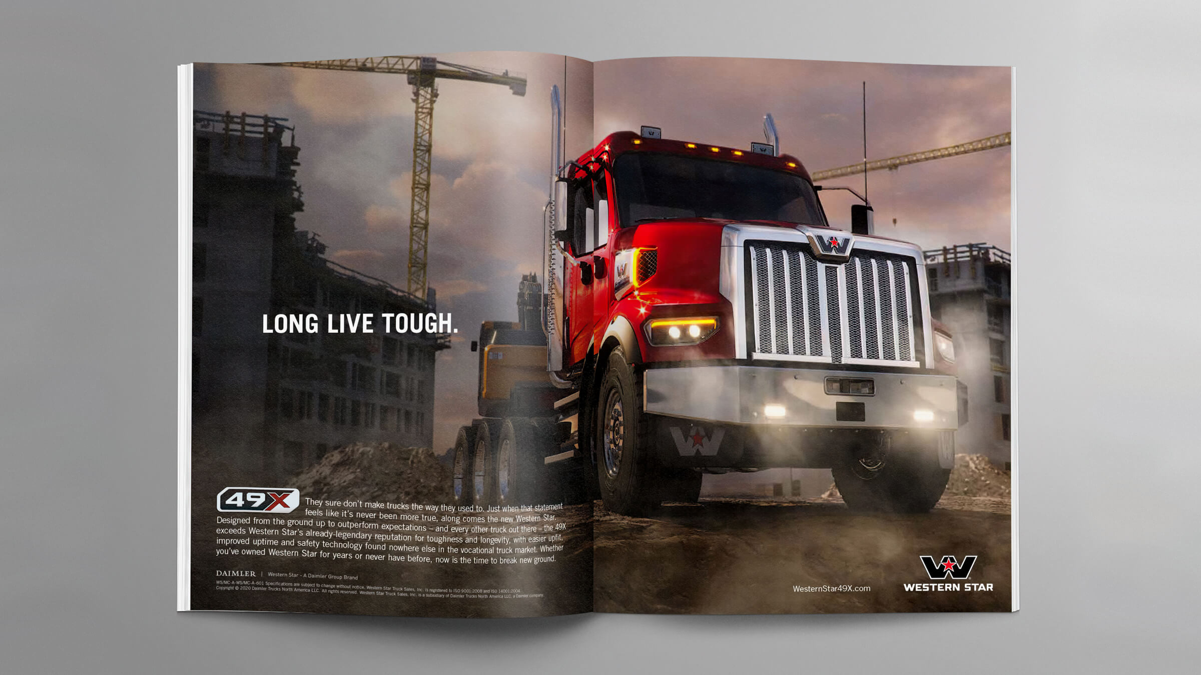 Western Star Trucks 49x launch magazine ad spread