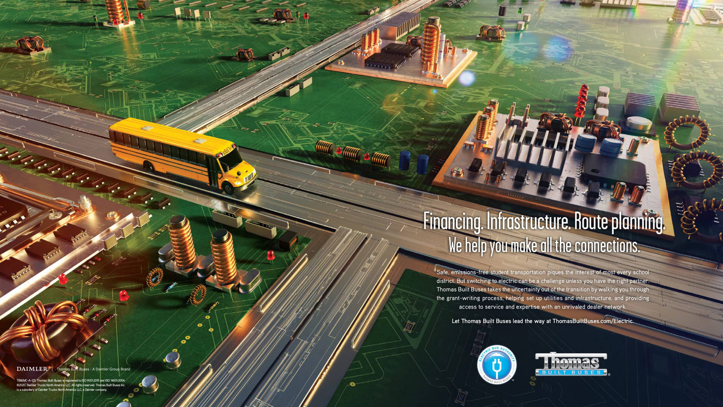 Thomas Built Buses electric vehicle campaign magazine ad