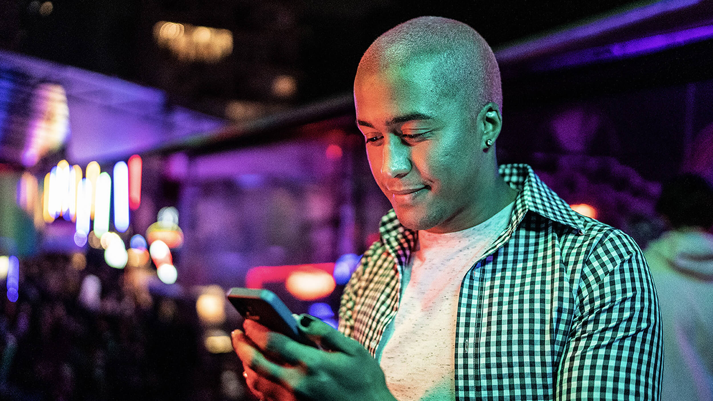 Person looking at smartphone screen