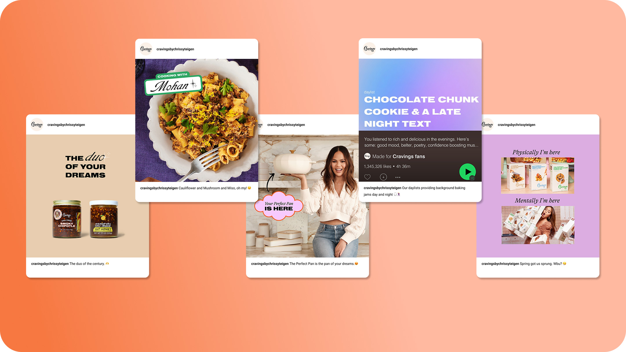 A collage of screenshots from the Cravings social media feed.