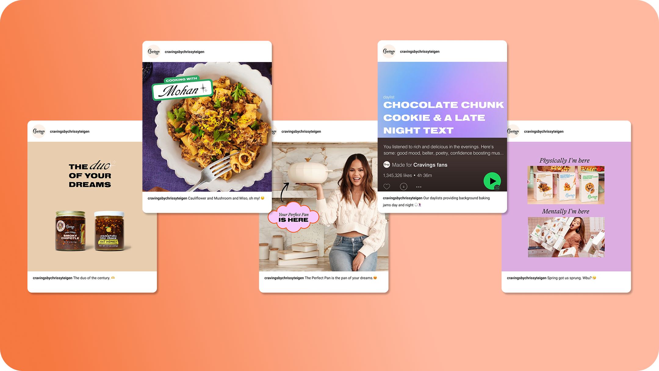A collage of screenshots from the Cravings social media feed.